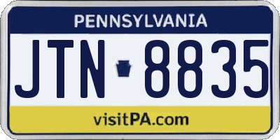 PA license plate JTN8835