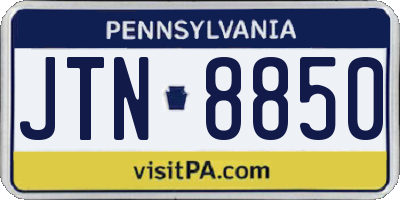 PA license plate JTN8850