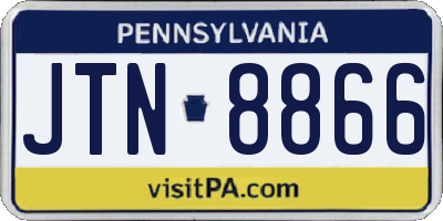 PA license plate JTN8866