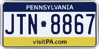 PA license plate JTN8867