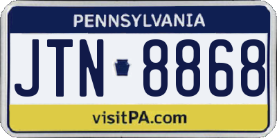 PA license plate JTN8868