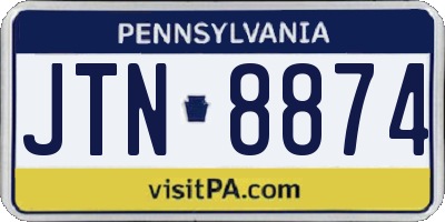 PA license plate JTN8874