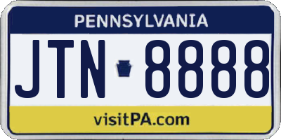 PA license plate JTN8888