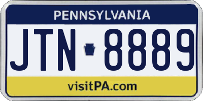 PA license plate JTN8889