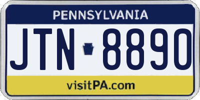 PA license plate JTN8890