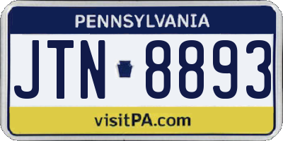 PA license plate JTN8893