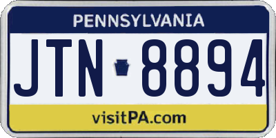 PA license plate JTN8894