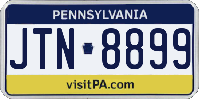 PA license plate JTN8899