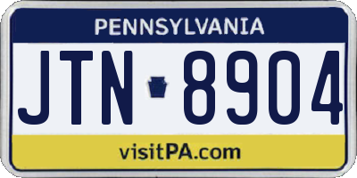 PA license plate JTN8904