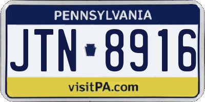 PA license plate JTN8916