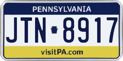 PA license plate JTN8917