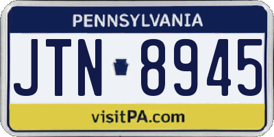 PA license plate JTN8945