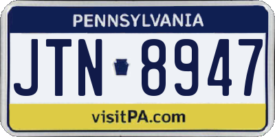PA license plate JTN8947