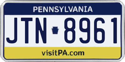 PA license plate JTN8961
