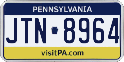 PA license plate JTN8964