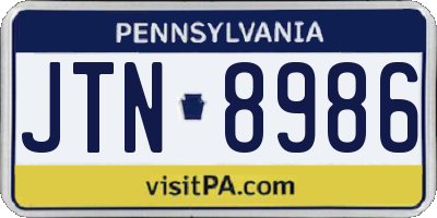 PA license plate JTN8986