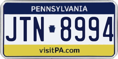 PA license plate JTN8994