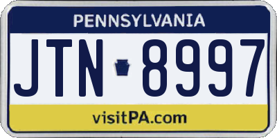 PA license plate JTN8997