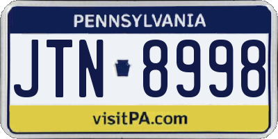 PA license plate JTN8998