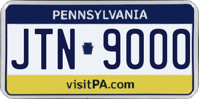 PA license plate JTN9000