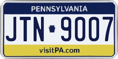 PA license plate JTN9007