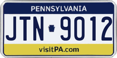 PA license plate JTN9012