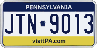 PA license plate JTN9013
