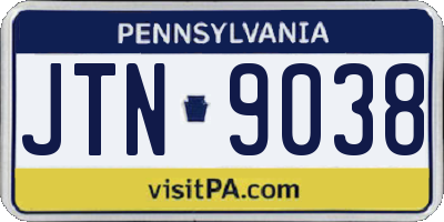 PA license plate JTN9038