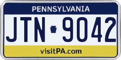 PA license plate JTN9042