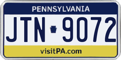 PA license plate JTN9072