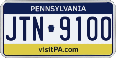 PA license plate JTN9100