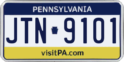 PA license plate JTN9101