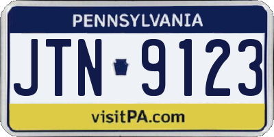 PA license plate JTN9123