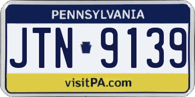 PA license plate JTN9139