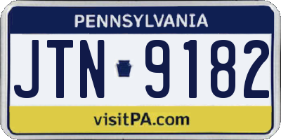 PA license plate JTN9182