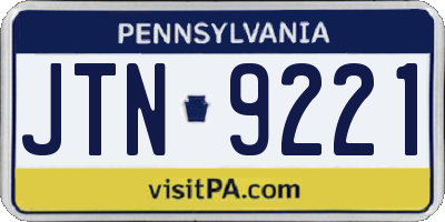 PA license plate JTN9221