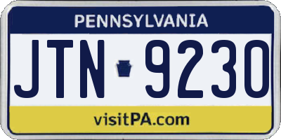 PA license plate JTN9230