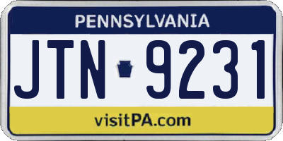 PA license plate JTN9231