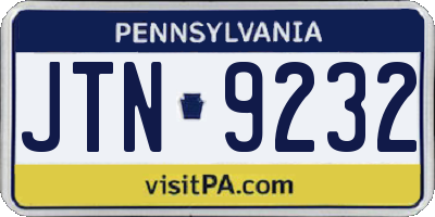 PA license plate JTN9232