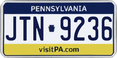 PA license plate JTN9236