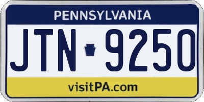 PA license plate JTN9250
