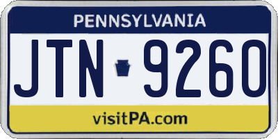 PA license plate JTN9260
