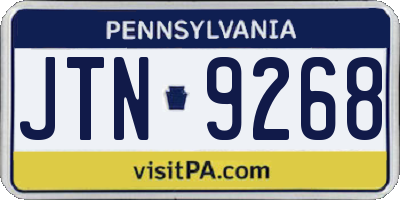 PA license plate JTN9268