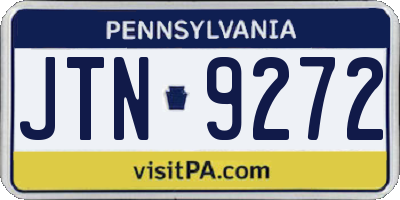 PA license plate JTN9272