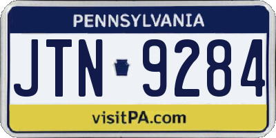 PA license plate JTN9284