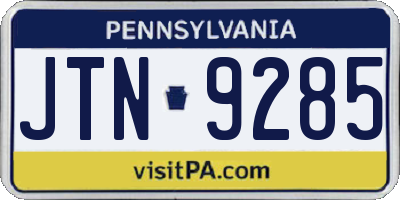 PA license plate JTN9285