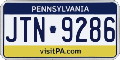 PA license plate JTN9286