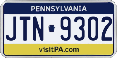 PA license plate JTN9302
