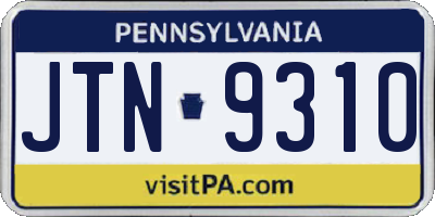 PA license plate JTN9310