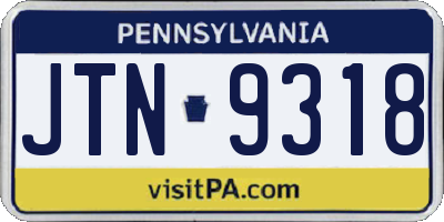 PA license plate JTN9318